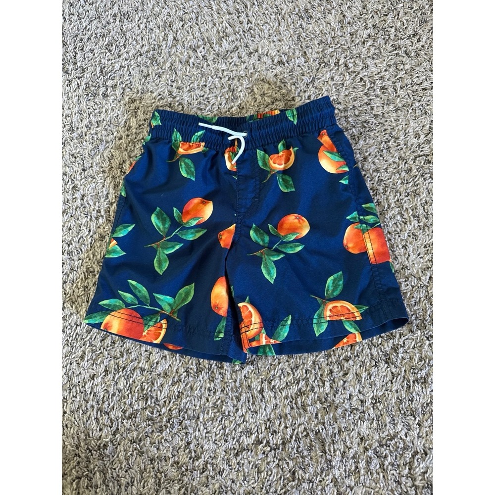 Old Navy‎ Boys Navy Blue Oranges Swim Trunks Size 8